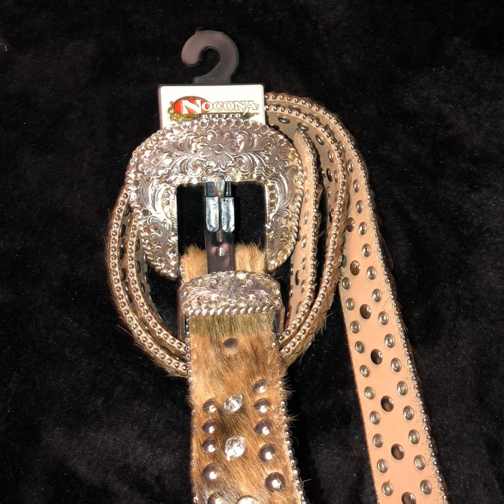 Nocona calf hair rhinestone belt